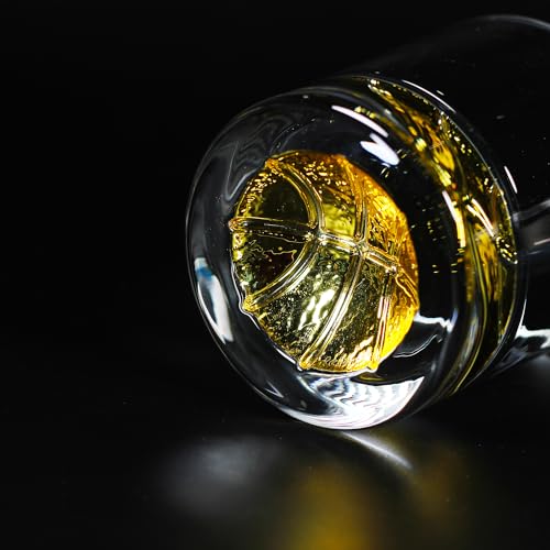 Image of Melbify Gold Basketball Whiskey Glass Gift Set | 4 pcs Set | 300 ml | Ultra-Premium | Gold-Bottomed | Imported | Luxurious | Ideal for Wedding Gifts, Anniversary, VIP and Corporate Gifts