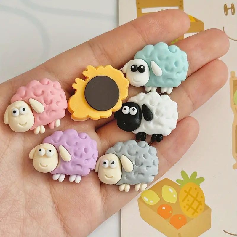 6 imanes decorativos pequeños de oveja para refrigerador miniatura 4