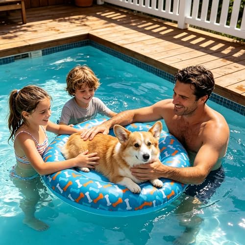 Bsbkoj Raft für Hunde- aufblasbarer Schwimmring aus PVC rutschfest | Schwimmring für Hunde- für kleine und mittelgroße Rassen, Spiele, Pool, Party, See, Entspannung-8