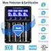 Universal Smart Battery Charger 4 Bay for Rechargeable Batteries NiMH NiCd AA AAA C Li-ion LiFePO4 IMR 18650 21700 20700 26650 14500 16340 18500 10440 18350 RCR123a LCD Display UL Listed