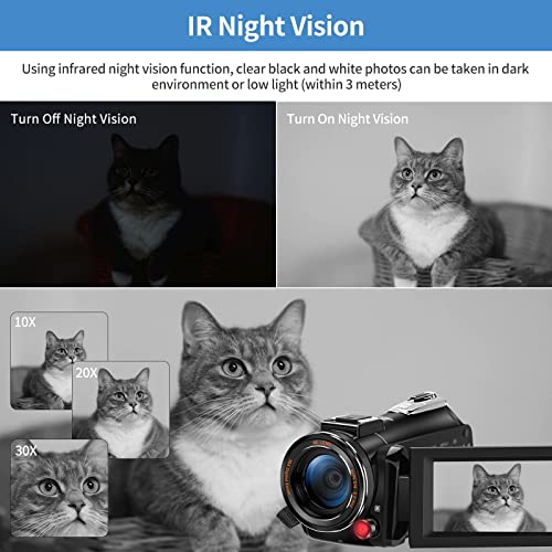 Ordro 4K Video Camcorder Az30 4K 60Fps Video Camera Uhd 30X Digital Zoom Ir Night Vision Camcorder, Wifi Youtube Streaming Vlog Camcorder With Microphone,Wide Angle Lens, 32G Micro Sd Card,Batteries #TOP5