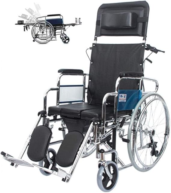 Cushion Portable Comfort Wheelchair for Seniors, FullLying Wheelchairs