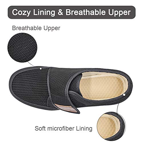 Mejormen Men's Edema Diabetic Shoes Adjustable Wide Width Outdoor Walking Sneakers Orthopedic Lightweight Comfy Casual Slippers For Elderly Swollen Feet Arthritis Recovery, Breathable 1 - Black, Us13 #TOP3