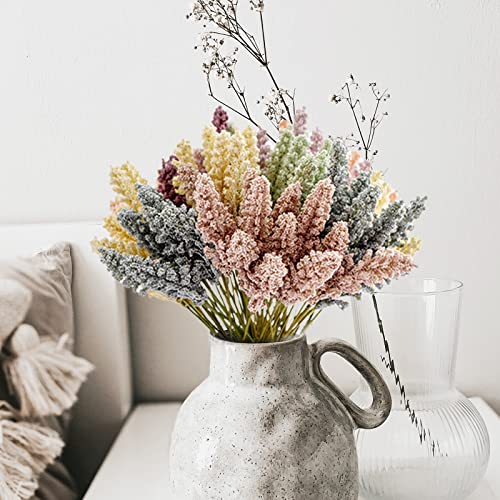 RelatoHolife 42 pcs Artificial Flowers Wheat Ear Blossom Corn Ears Flowers Artificial Wheat Stalk for Spring Home Wedding Flower Arrangement Table Decor(Rainbow)