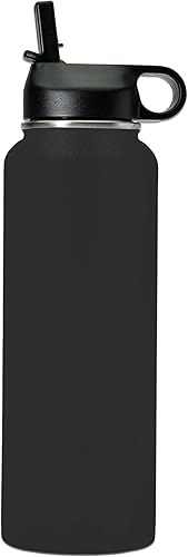 Miniatura 2 de LaserGram Botella de agua personalizada, portero de hockey, acero inoxidable de doble pared aislada al vacío con popote superior, regalo grabado