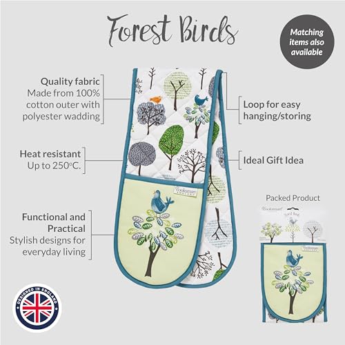 Cooksmart 5 Piece Apron & Kitchen Set, Forest Birds, 5 Pack - Image 3