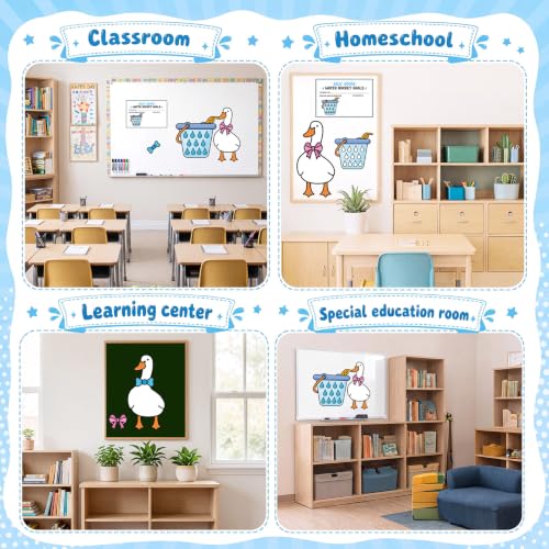 Gueevin Magnetic Classroom Management Tool & Behavior Management System—Goose Reward Chart Set with Goal Card, Water Drops, Bows & Dry Erase Markers for Back to School Incentive Behavior Training - Image 7