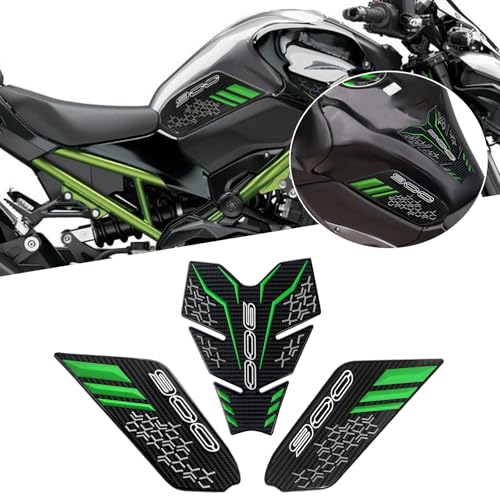 For Z900 Z900SE Z 900 SE 2025 Anti slip carbon fiber texture bottom rubber side fuel tank sticker, fuel tank pad, fuel tank knee pad z900 z900se 2019-2025 motorcycle accessories (Green)