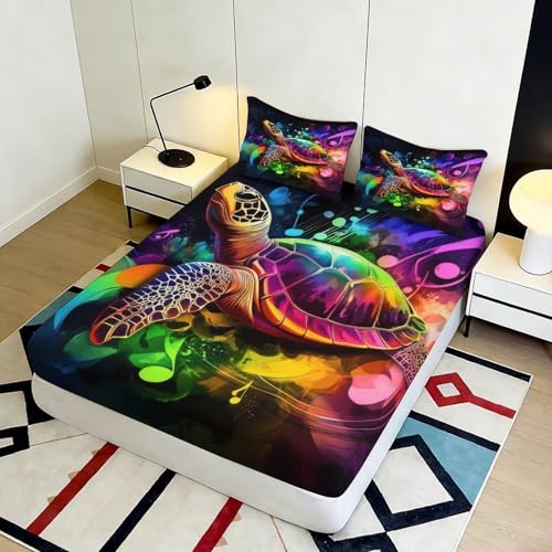 Drap-housse tortue de mer microfibre housse de matelas imprimée 3D - 5