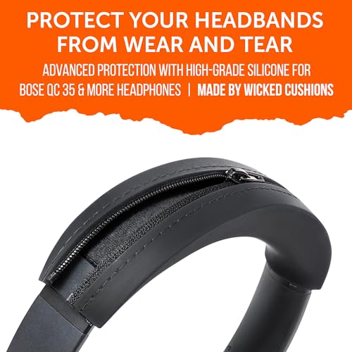 Image of WC BandZ QC35 - Silicone Headband Cover for Bose QuietComfort 35, 35ii & 45 | Made by Wicked Cushions | Also fits QC 2023 & More, Enhanced Style & Sweat Protection | Black