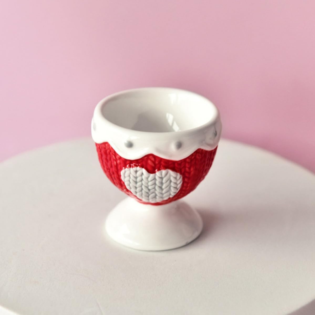 Ceramic Egg Cup Holder Heart Shaped 2pcs for Boiled Eggs Dining Table