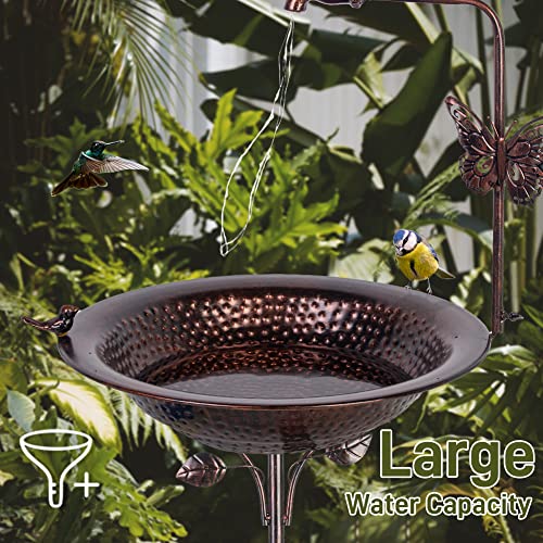 Dreamsoul 50" Solar Bird Bath With 5 Prongs Base Stake, Faucet Solar String Light Bird Baths For Outdoors, Metal Birdbaths For The Garden Yard Decor #TOP3