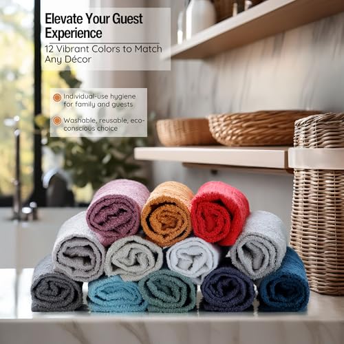 Image of Extra Soft Wash Cloths, 13 inchx13 inch Wash Rags, Washcloths 12 Pack | 100% Ring Spun Cotton Washcloths, Machine Washable Face Towels, Absorbent Washcloths in Vibrant Assorted Colors