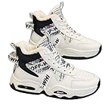 TXLKGQW Men's Fleece-Lined High Top Sneakers, Warm Winter Casual Shoes for Outdoor & Daily Wear, Fashion Insulated Footwear for Men (Black,8)