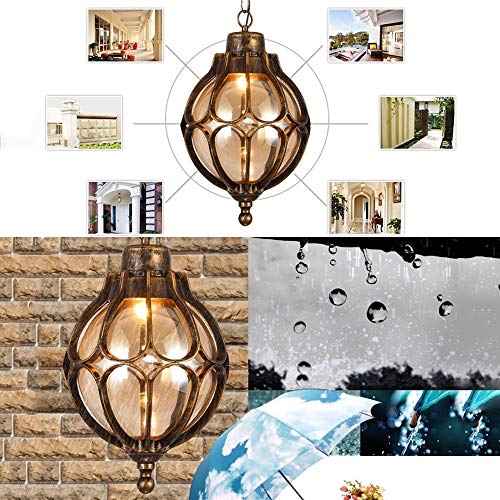 Lampe suspendue extérieure rétro de style européen pour jardin et balcon