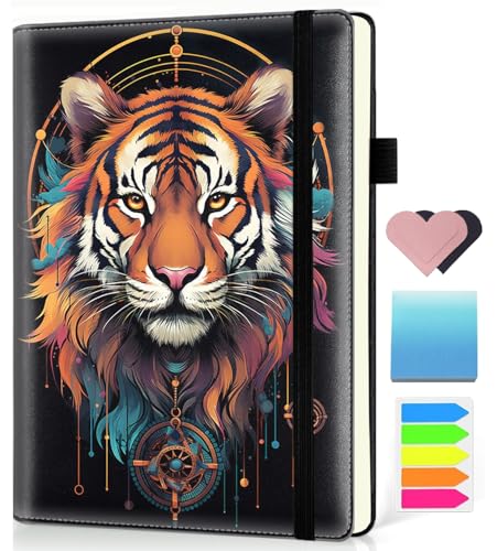 Carnet de notes A5 ligné cuir synthétique avec 200 pages motif tigre
