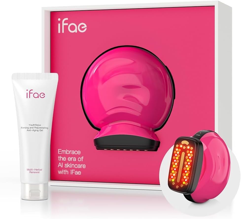 IFAE Microcurrent Facial Device Face Massager: 3 in 1 Light Therapy for Face, Portable Face Lift Device for 90-Second Skin Rejuvenation, Microcurrent Facial Massager Skin Care Salon at Home (IRON-001)