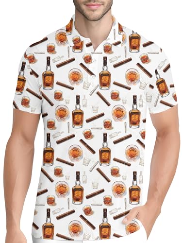 Image of PAGYMO Funny Golf Shirts for Men Crazy Printed Pattern Novelty Moisture Wicking Performance Mens Polo Shirt
