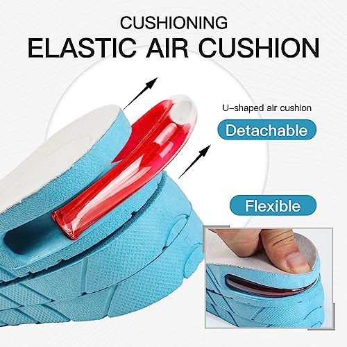 Image of Height Increase Insole 3-Layer Air Cushion Heel Insert Lift Shoes Insole for Men and Women Invisible Elevator Adjustable Insoles (Full Pad US 4-9, Blue)