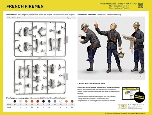 Figura Bombero Francés Set 3 Pzas Modelismo 1/24 miniatura 2