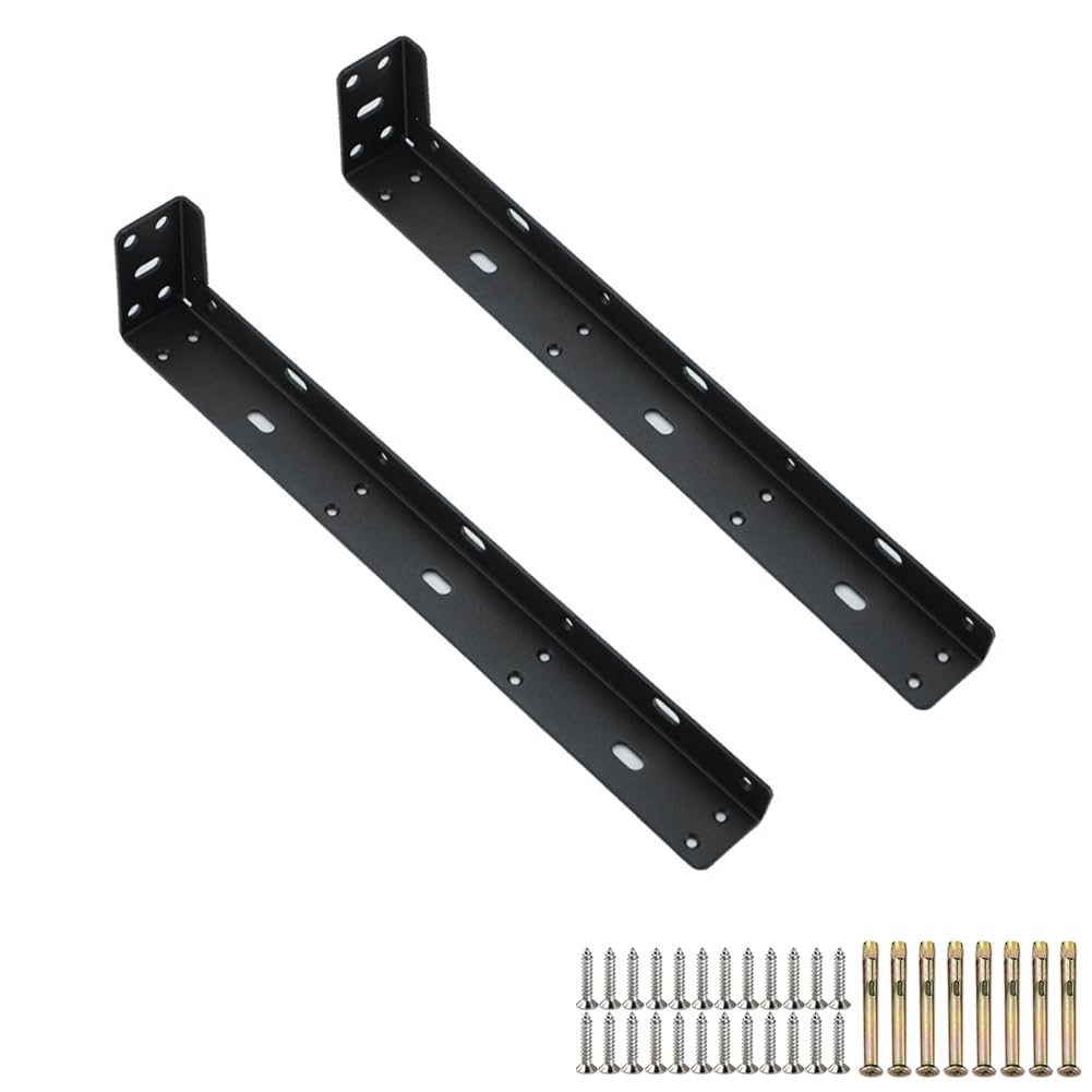 2 Piezas Escuadras para Estanterias Acero Inoxidable Soportes para Estantes Pesados Escuadras Metalicas Negro Soporte de Esquina Forma de L Montaje en Pared para Hogar Oficina 450mm
