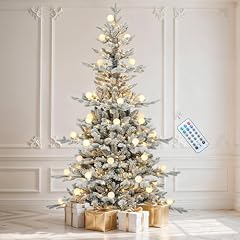 DWVO 6ft Prelit Flocked Aspen Fir Christmas Tree with Bulbs and Lights
