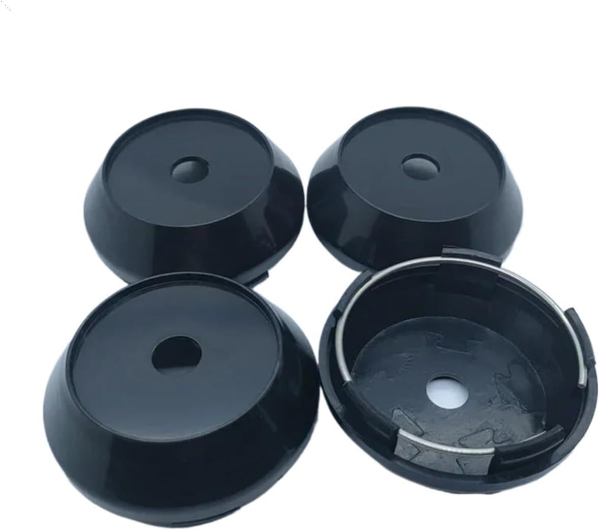 100PCS 65mm Wheel Hub Caps Raised Blank No Logo ABS Tire Rim Wheel Center Covers Car Accessories(Black)