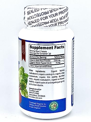 YUMMYVITE Organic Beet Root Powder Tablets - 1350mg with Black Pepper for Faster Absorption - Boosts Nitric Oxide for Energy and Stamina - 60 Tablets - Thumbnail 5