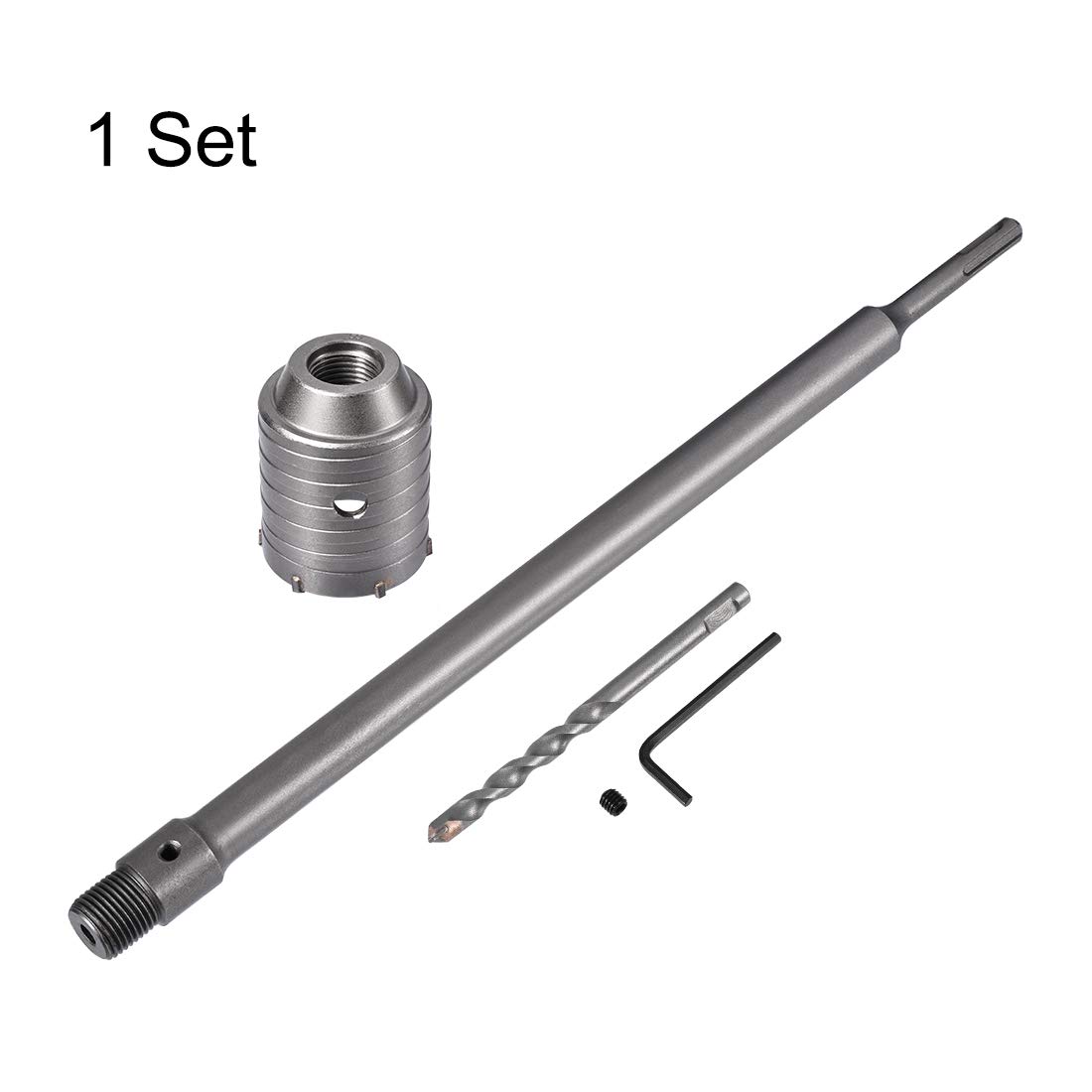Sourcing Map Pared Agujero Perforación Taladro Cemento Piedra Agujero Sierra Redondo Mango Con Conector Varilla Taladro Para SDS X4 Impacto Taladro Juego De Brocas De 50 Mm