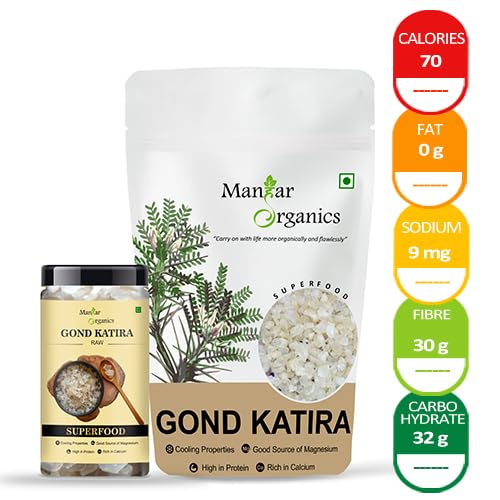 ManHar Organics Gond Katira 500gm| Pure Edible Tragacanth Gum Natural Cooling Resin | Kathila Gum for Falooda, Laddu & Sweets 2