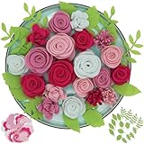 BAZIMA Felt Flowers and Succulents Kit, Letter Board Accessories, DIY Wreaths, Vertical Garden, Baby Shower, Create Headbands,20 Felt Flowers and 17 Felt Leaves Kit