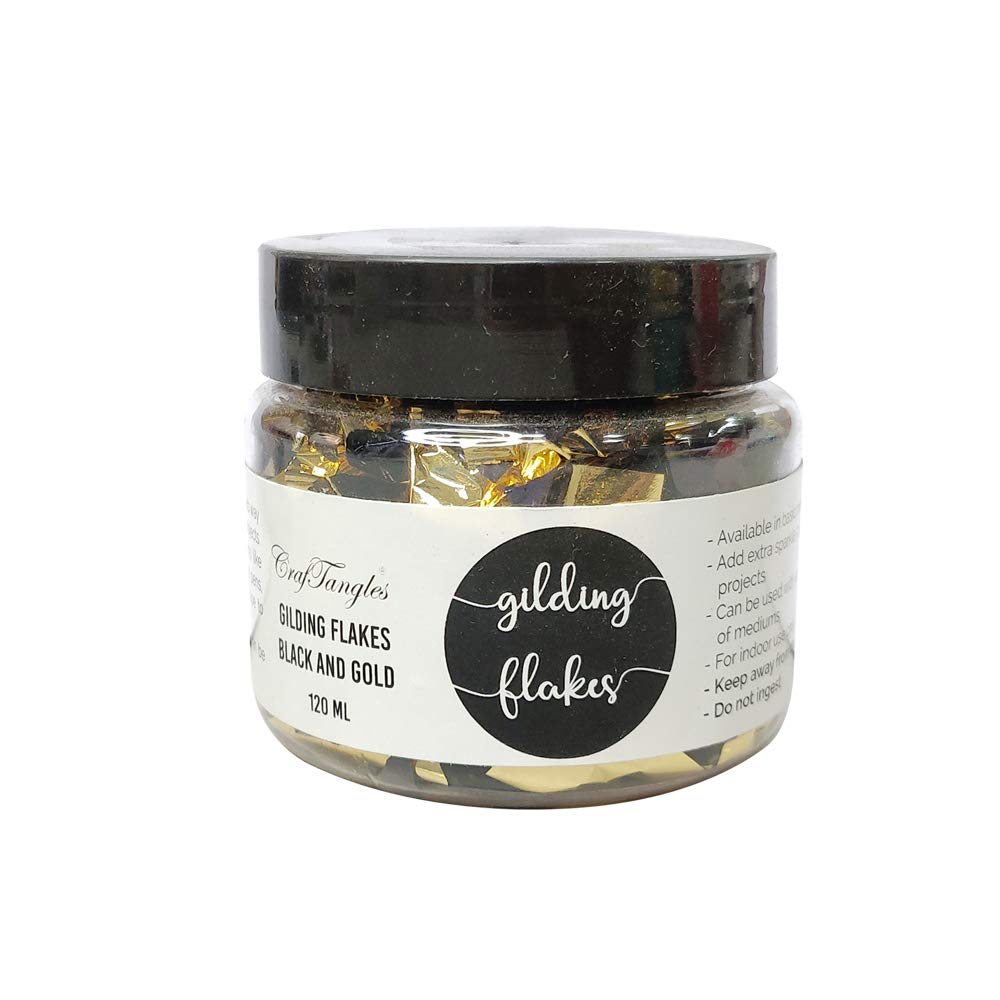 CrafTangles Gilding Flakes (120 ml) - Black and Gold, for Resin, Gilding, high Shine, Does not darken, Works with Gilding glues-picture-25