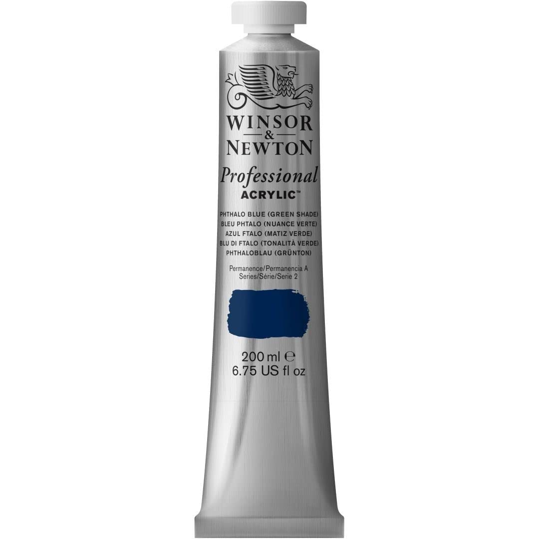 Winsor & Newton Professional Acrylic Paint 200ml Phthalo Blue Green Shade