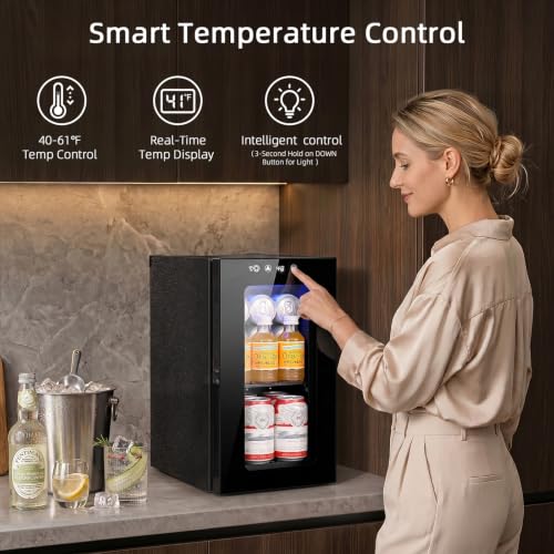 Image of Antarctic Star 10L Mini Fridge, Beverage Refrigerator Small Drink Fridge for Bedroom, beverage cooler with Digital Temp Adjustment 40-61F, Ideal for Bedroom, Dormitory, Office, Bar and Kitchen