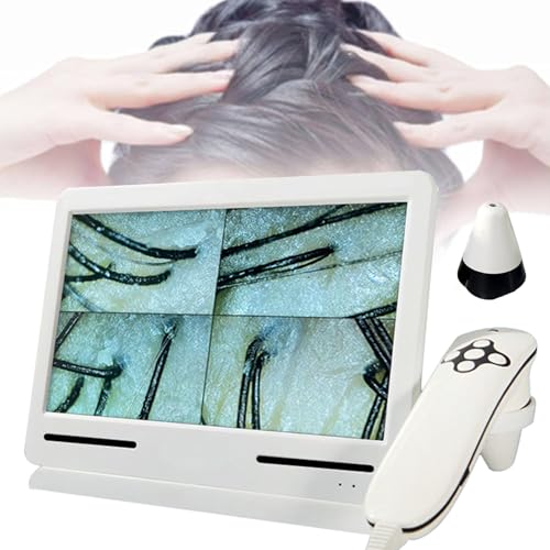 Analizador De Cabello Profesional para DiagnóStico De Piel, Detector De Cuero Cabelludo, Microscopio Capilar, Detector De Piel/FolíCulo Piloso/Cuero Cabelludo,4 Pantallas De Comparación