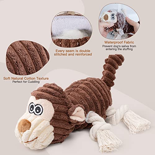 Pubialo Dog Squeaky Toys For Large Dogs Durable Plush Chew Toy Stuffed Interactive Puppy Toys For Small Large Dogs Training And Reduce Boredom (Monkey) #TOP2
