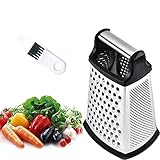 JUYYIMEI 4-Sided Stainless Steel Box Grater for Cheese,Nutmeg,Potato,Ginger and Garlic，9-Inch