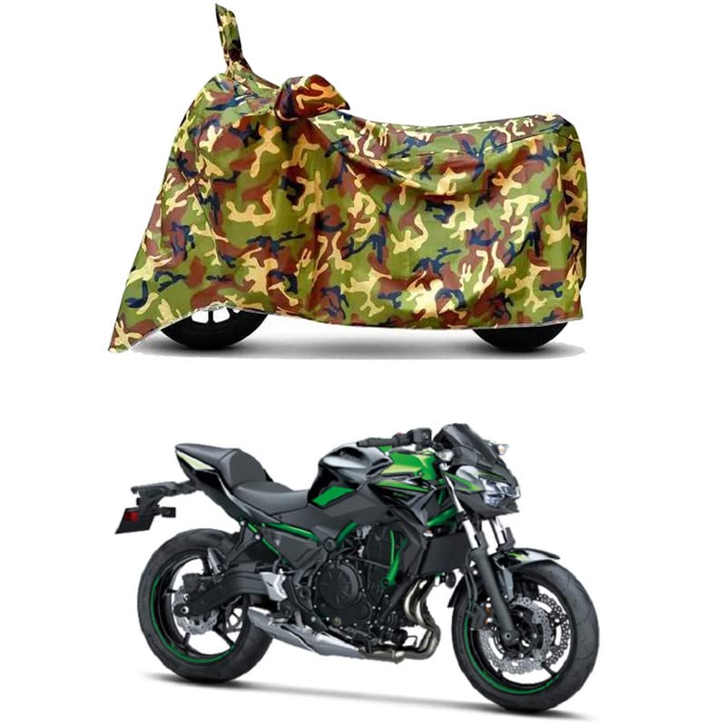 Image of Waterproof 100% PVC Coated Full Bike Scooty Two Wheeler Body Cover Compatible for KawasaZ400 /UV-Rays /Heat Protection /Birds Dropping /Scratchproof /Dust Proof /All Varients[6X6 Jungle Print]