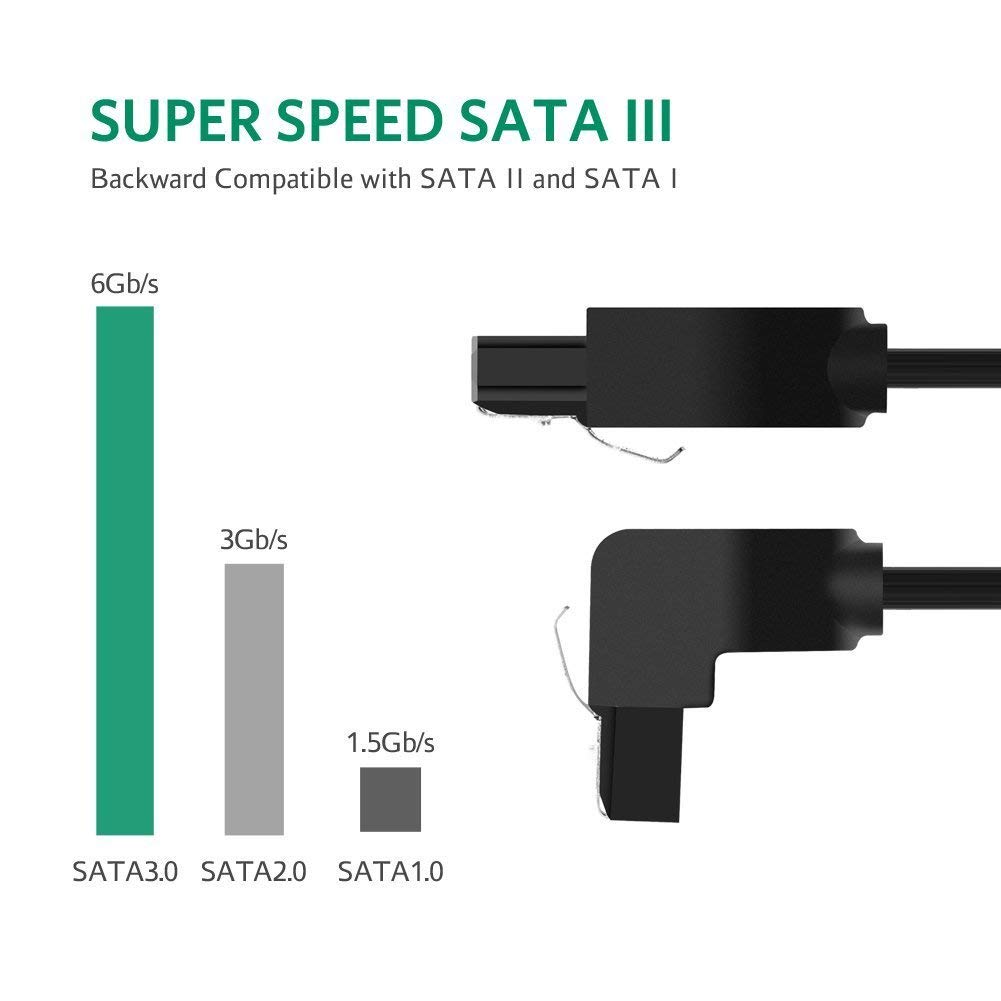 deleyCON 3x 50cm Cavo SATA III S-ATA 3 Dati per SSD HDD Disco 6 GBit/s Cavo Collegamento Connessione - 1x Connettore Dritto 1x 90° L-Type - Giallo/Rosso/Blu