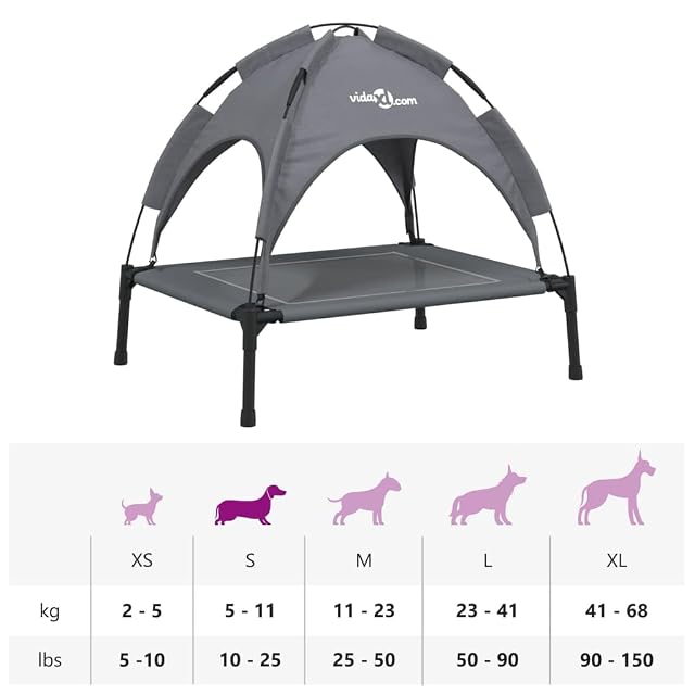 Foto 4 de 8 de vidaXL Cama para Perros con Dosel Antracita Tela Oxford y Acero