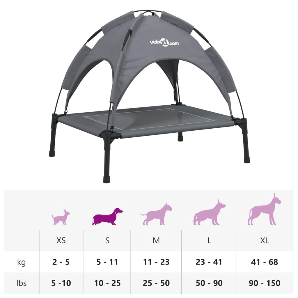 Cama para perros con techo Antracita Tela Oxford y Acero para Perro Gato Salón LH695271