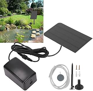 Deror Solar Air Pump for Fish Pond Battery Backup, 3 Modes(intermittent), Hose and Bubble Stone, Solar Powered Oxygenator Aerator for Outdoor koi Pond, Backyard Hydroponic, Decoration