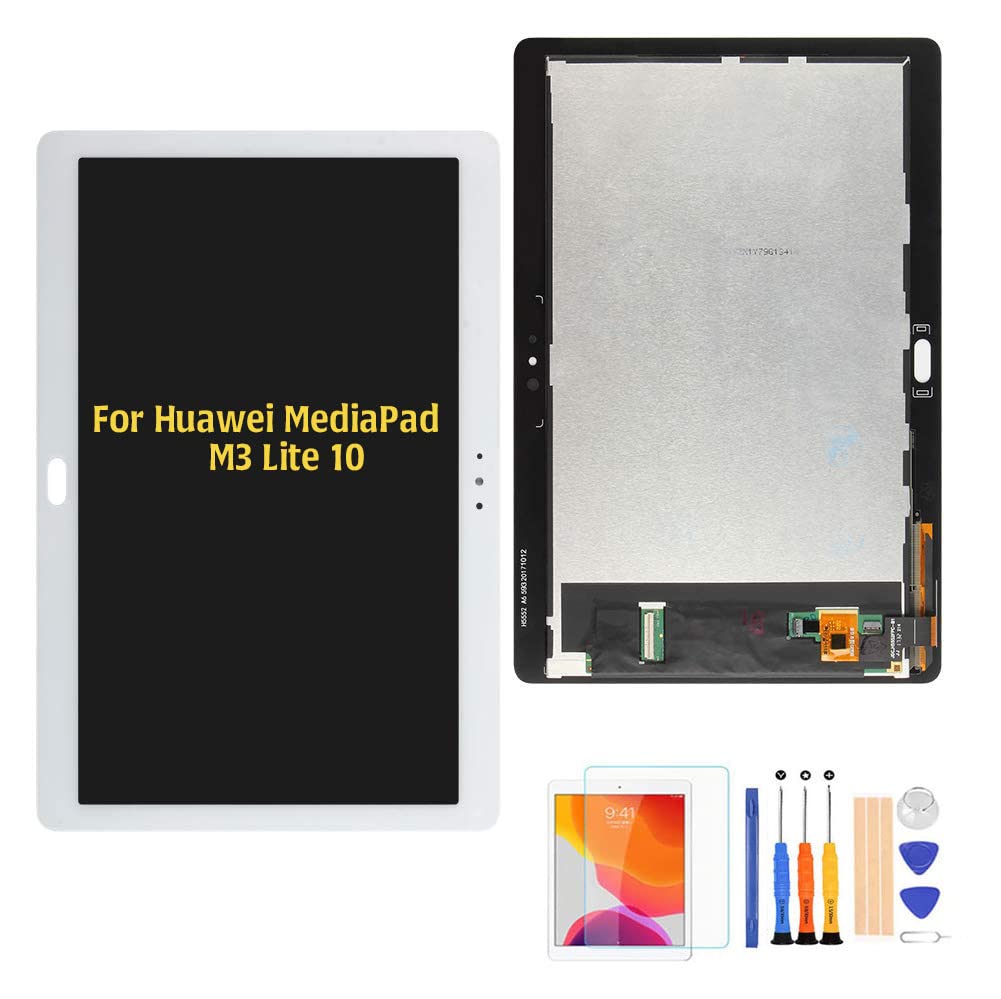 A-MIND for Huawei MediaPad M3 Lite 10 Screen Replacement LCD Display Touch Digitizer Bach-L09 Bach-W09 BAH-L09 Full Assembly with Repair Tool Kits(White)