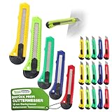 ToolSpace Set 20 Coltelli da Taglio 18 mm 20x Coltelli per Moquette Lama Affilata a Spezzare Robusti Professionali Cutter Universale Taglierino da Cantiere e Tappezziere Fai da Te Migliori dei Stanley