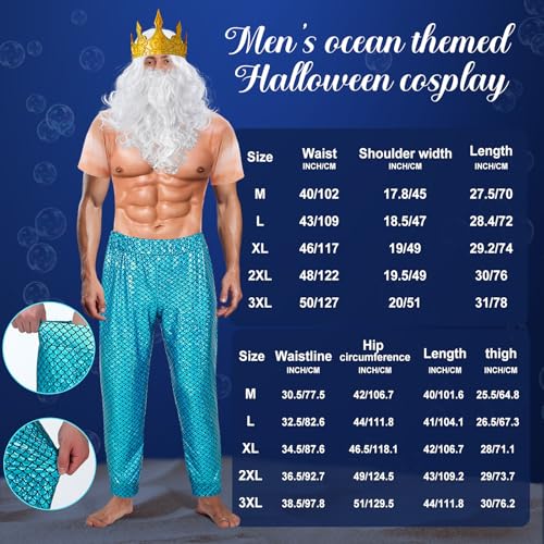 Halloween Poseidon Costume Neptune Merman Trick or Treat Kit for Men Specifications