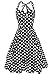 Anni Coco Women's Halter Polka Dots 1950s Vintage Swing Tea Dress - Medium - 1st - Black & White Dots