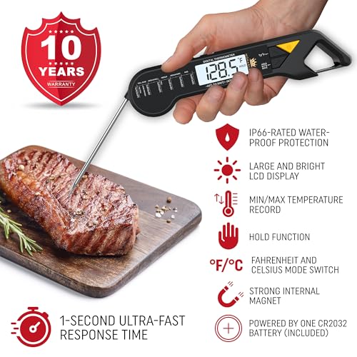 christmas gift for dad  professional meat thermometer instant read food thermometer with waterproof design backlight amp holdminmax  perfect bbq grill amp kitchen gadget for men husband chef