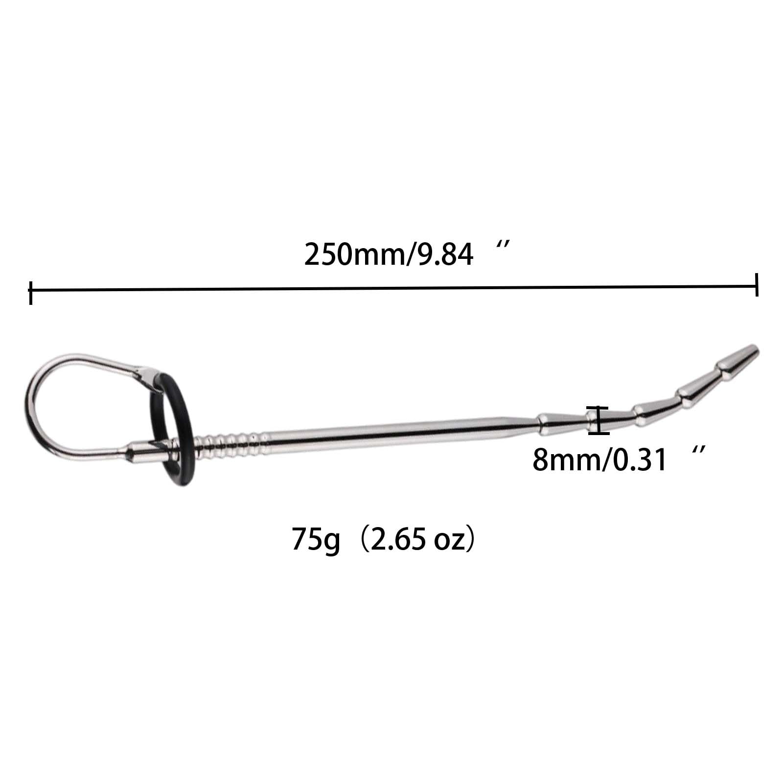 Tige de sondage lisse en acier inoxydable, tige extra longue et 2 tailles d'anneau incluses -D19FR