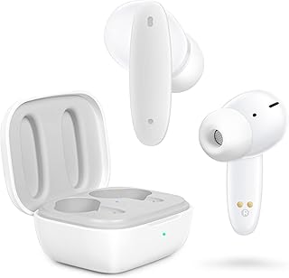 QEZEZA Wireless Earbuds, Active Noise Cancelling Earbuds Bluetooth Earbuds 5.2 with 4-Mics, Stereo in-Ear Headphones with Wireless Charging Case for iPhone, Android