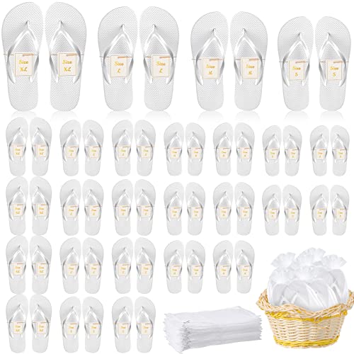 Unittype 24 Pairs Flip Flops Bulk for Wedding Guest Slippers Wedding Flip Flops with Cards Bags for Pool Beach Party